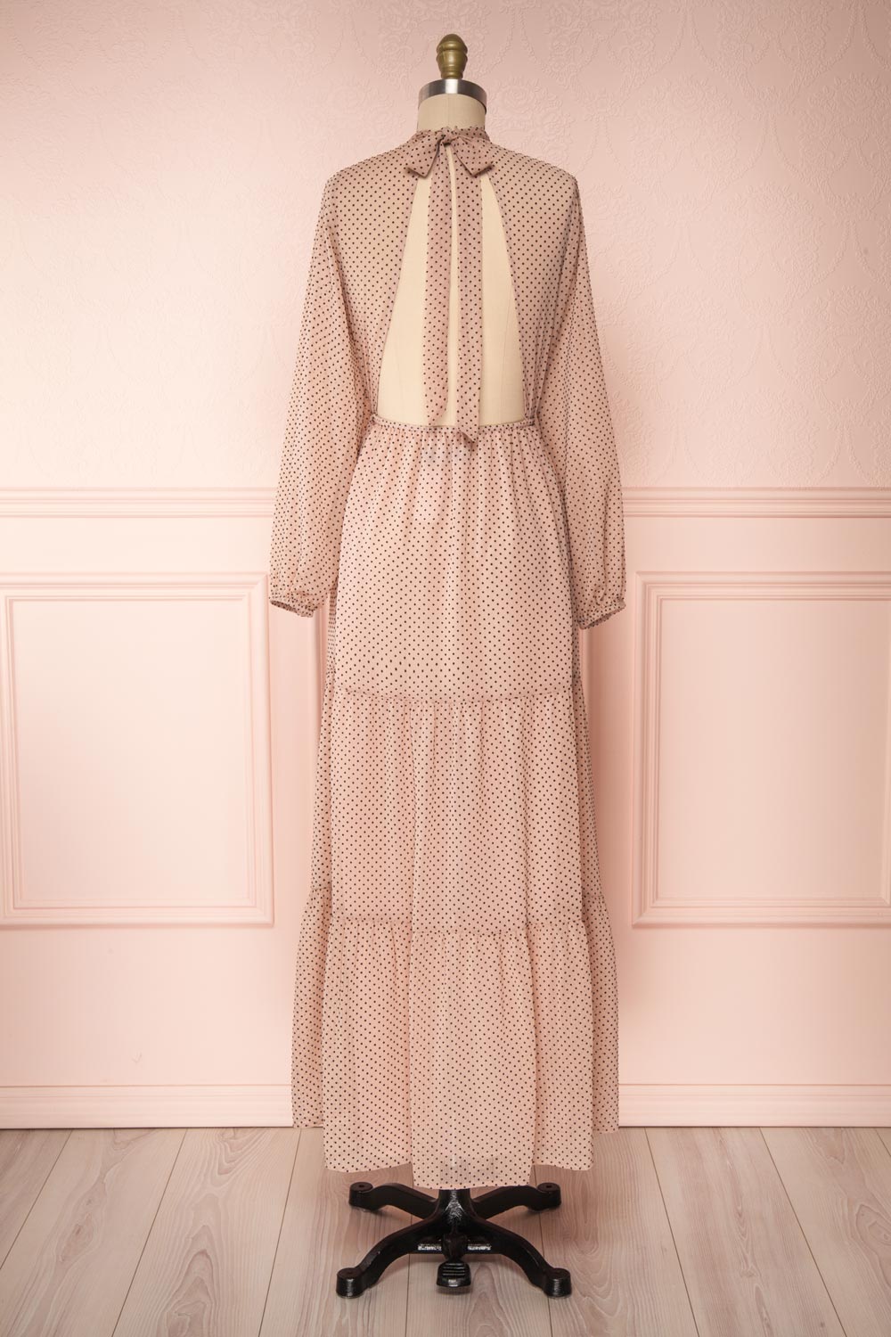 Yseult Light Pink Long Sleeved Maxi Dress | La petite garçonne back view