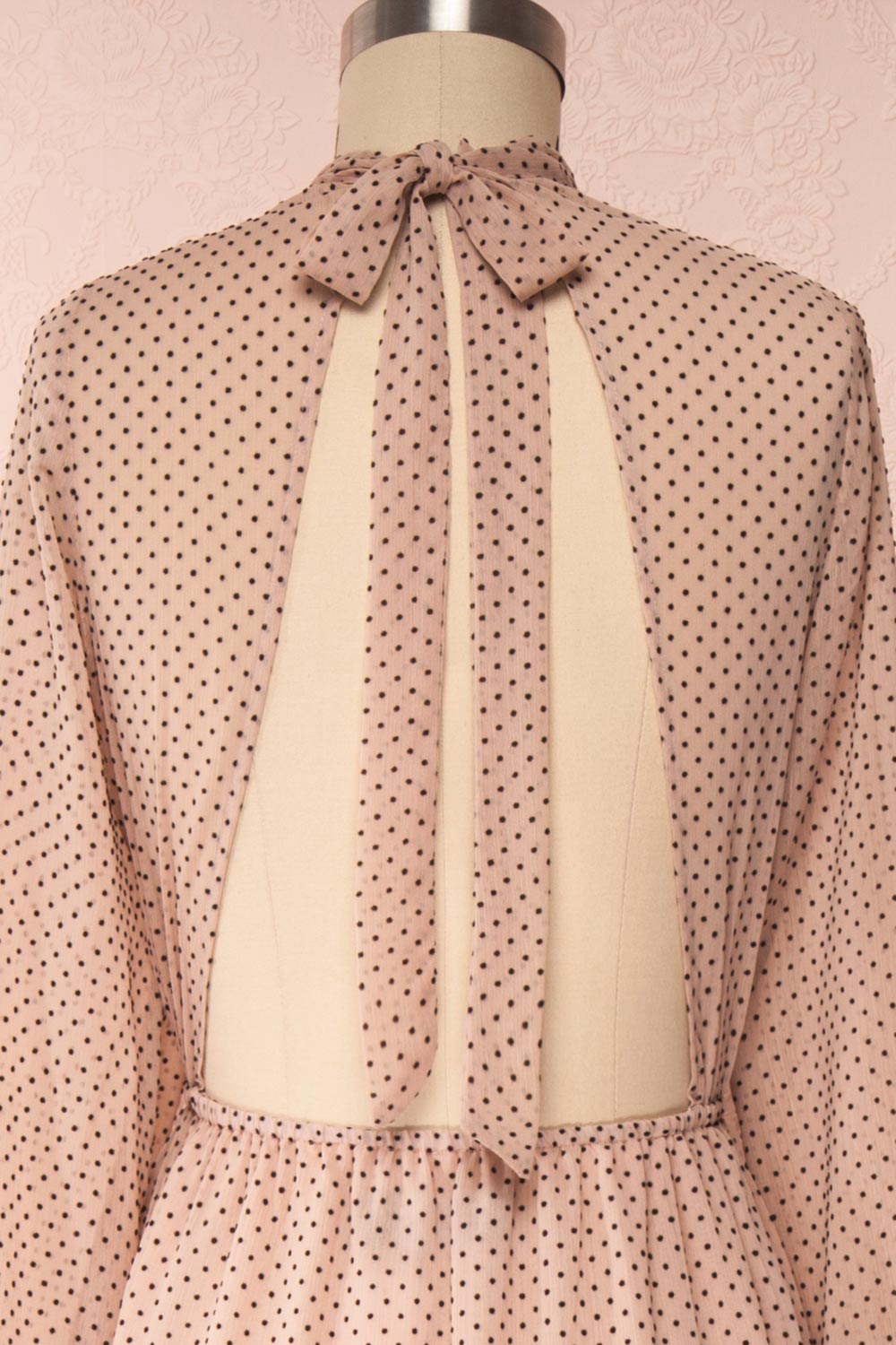 Yseult Light Pink Long Sleeved Maxi Dress | La petite garçonne back close up