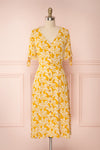 Yavanna Yellow & White Buttoned Midi Dress | Boutique 1861 front view