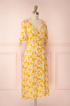 Yavanna Yellow & White Buttoned Midi Dress | Boutique 1861 side view