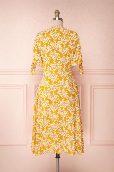 Yavanna Yellow & White Buttoned Midi Dress | Boutique 1861 back view