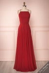 Zaika Garnet Red Chiffon A-Line Gown | Boutique 1861