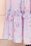 Zandria Lilac Floral Puffy Sleeve Midi Dress | Boutique 1861 skirt
