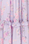 Zandria Lilac Floral Puffy Sleeve Midi Dress | Boutique 1861 fabric