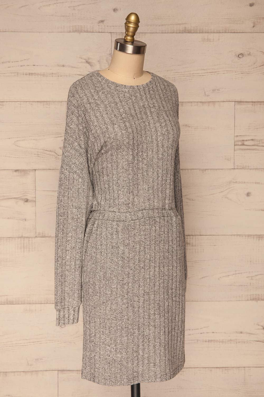 Zaragoza Sweater Dress | Robe Grise | La Petite Garçonne side view 