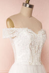 Zaristelle White A-Line Bridal Dress | Robe side close up | Boudoir 1861