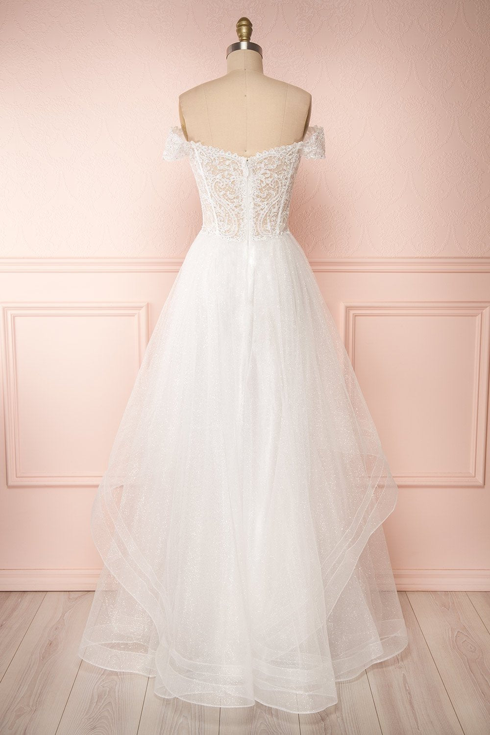 Zaristelle White A-Line Bridal Dress | Robe back view | Boudoir 1861
