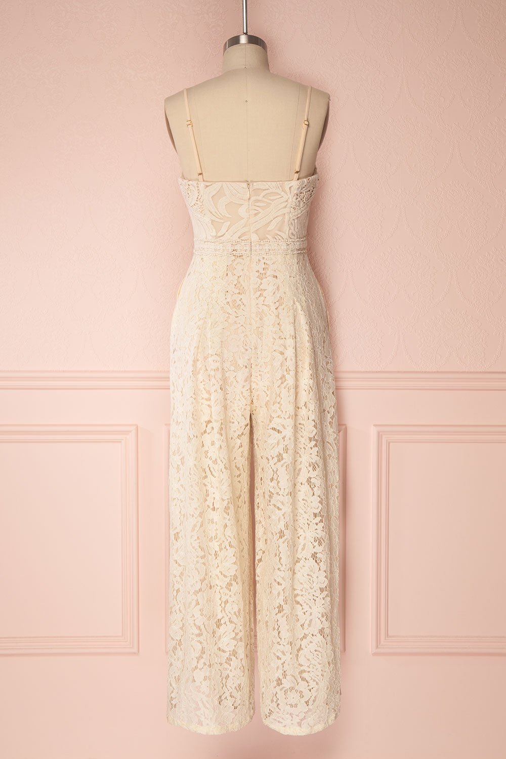 Zaruko Cream Lace Wide Leg Jumpsuit | Boudoir 1861