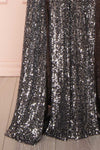 Zenobia Black Sequin Maxi Dress skirt | Boutique 1861