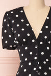 Zinovia Black & White Polka Dot Short Dress | Boutique 1861 front close-up
