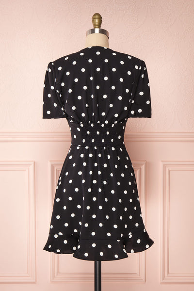 Zinovia Black & White Polka Dot Short Dress | Boutique 1861 back view