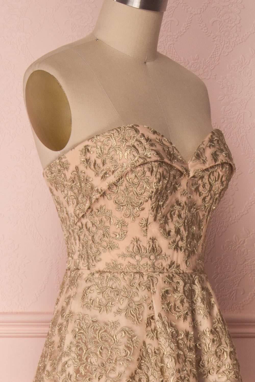 Ziya Gold | Embroidered Bustier Dress