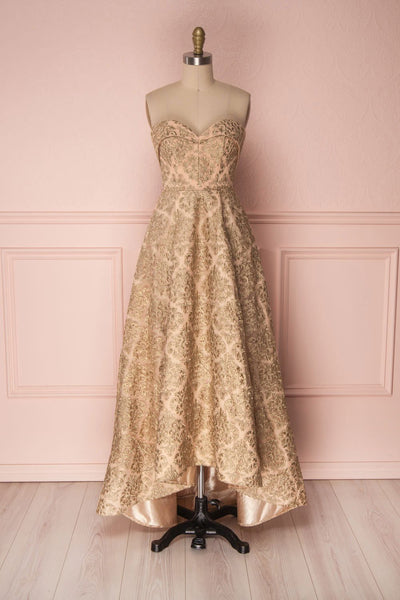 Ziya Gold Embroidered High-Low Bustier Bridal Dress | Boudoir 1861