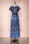 Zoe-Alva Periwinkle Blue Embroidered Maxi Dress front | Boutique 1861