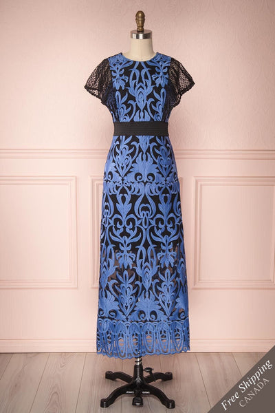Zoe-Alva Periwinkle Blue Embroidered Maxi Dress | Boutique 1861