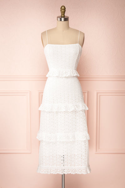 Zorita White Midi Summer Dress | Robe d'Été | Boutique 1861 front view