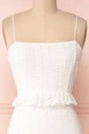 Zorita White Midi Summer Dress | Robe d'Été | Boutique 1861 front close-up