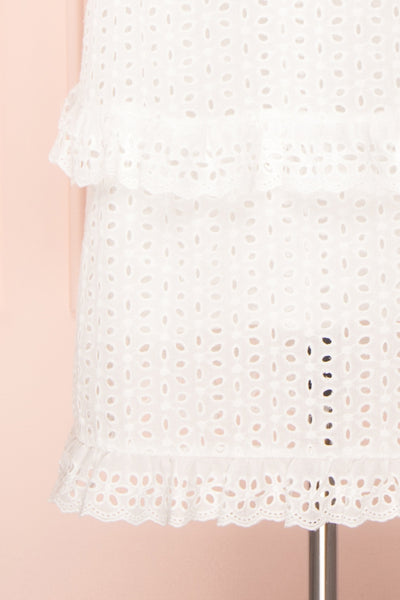 Zorita White Midi Summer Dress | Robe d'Été | Boutique 1861 bottom close-up