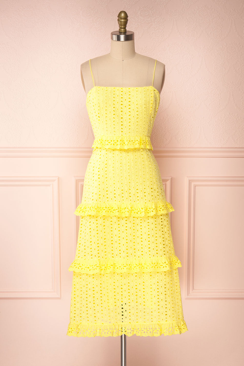 Zorita Yellow Midi Summer Dress | Boutique 1861 front view