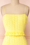 Zorita Yellow Midi Summer Dress | Boutique 1861 front close-up