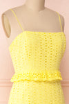 Zorita Yellow Midi Summer Dress | Boutique 1861 side close-up
