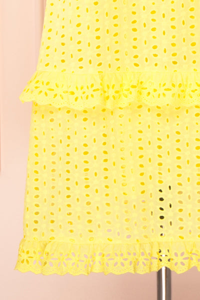 Zorita Yellow Midi Summer Dress | Boutique 1861 bottom close-up