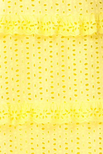 Zorita Yellow Midi Summer Dress | Boutique 1861 fabric details