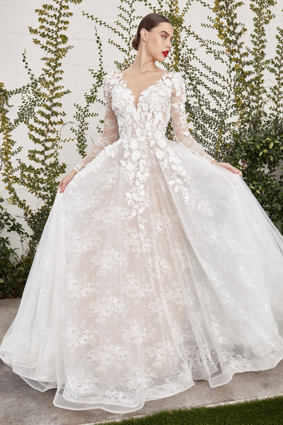 Anaissa Long Sleeve Backless Bridal Gown | Boudoir 1861 on model