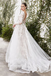 Anaissa Long Sleeve Backless Bridal Gown | Boudoir 1861 back on model