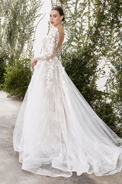 Long Sleeve Lace Deep V-neckline Fit And Flare Wedding Dress | Kleinfeld  Bridal