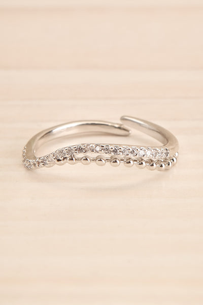 Abaces Argent Silver Crystal-Studded Open Ring close-up | La Petite Garçonne