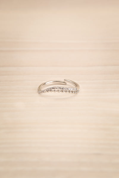 Abaces Argent Silver Crystal-Studded Open Ring | La Petite Garçonne