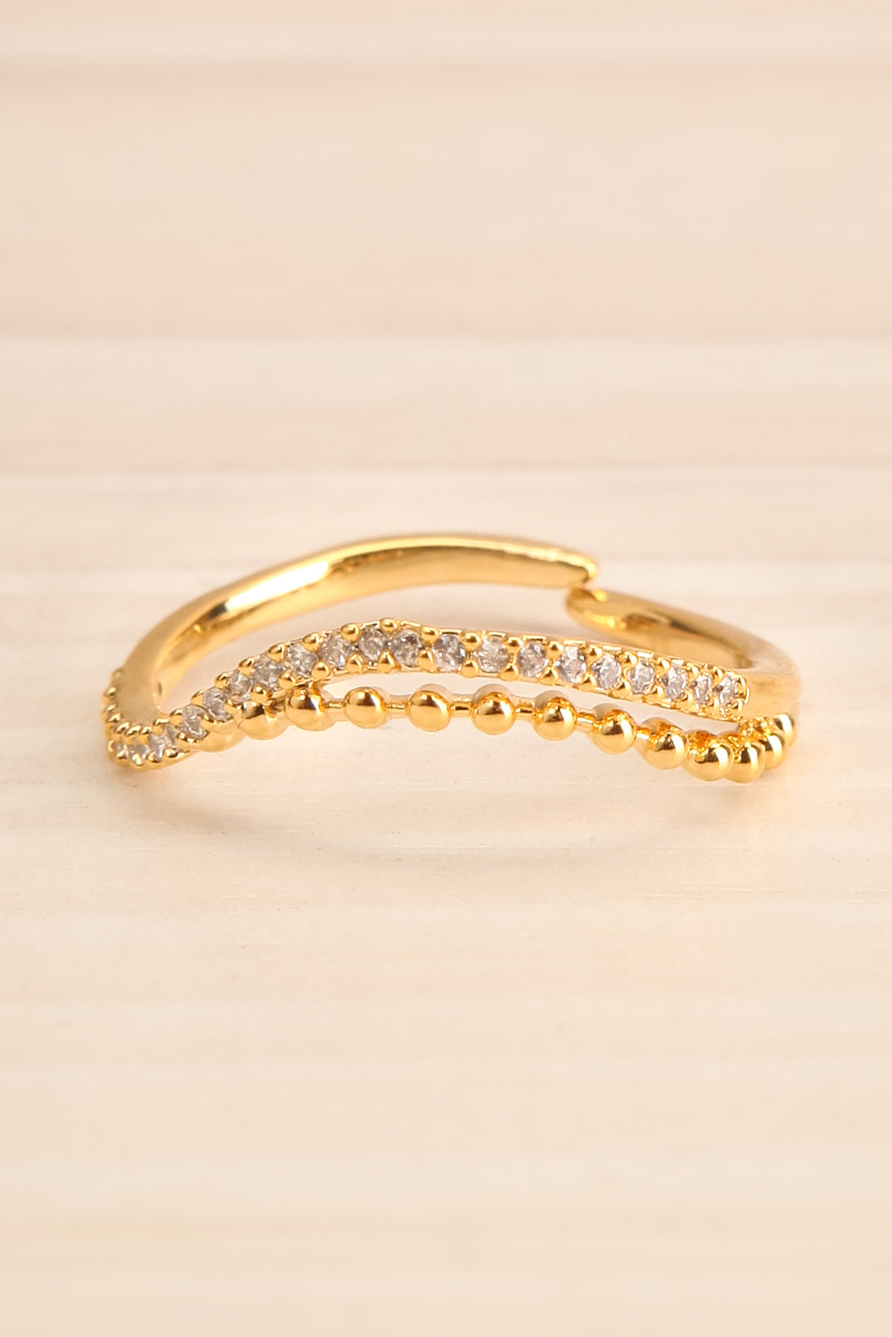 Abaces Or Golden Crystal-Studded Open Ring close-up | La Petite Garçonne
