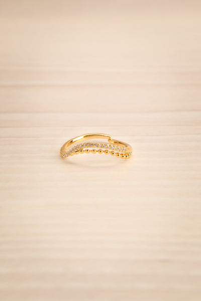 Abaces Or Golden Crystal-Studded Open Ring | La Petite Garçonne
