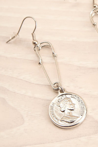 Abaculi Argent Silver Medallion Pendant Earrings close-up | La Petite Garçonne