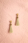 Abaris Matcha Crystal & Sage Tassel Pendant Earrings | Boutique 1861