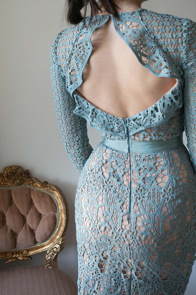 Abassia Aurore Seafoam Crocheted Lace Cocktail Dress | Boutique 1861 2