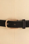 Abetir Black Faux Leather Belt w/ Gold Buckle | La petite garçonne close-up