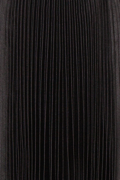 Abetyn Black Silky Pleated Midi Dress | Boutique 1861 fabric