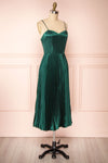 Abetyn Emerald Silky Pleated Midi Dress | Boutique 1861 side view