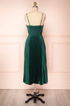 Abetyn Emerald Silky Pleated Midi Dress | Boutique 1861 back view