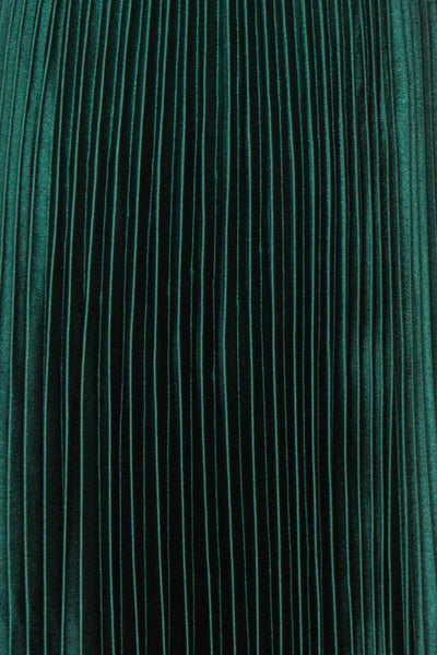 Abetyn Emerald Silky Pleated Midi Dress | Boutique 1861 fabric