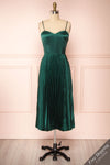 Abetyn Emerald Silky Pleated Midi Dress | Boutique 1861 front view
