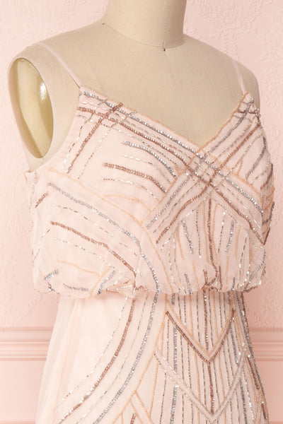 Abigaelle Pink Fitted Cocktail Dress w/ Beads Pattern | Boutique 1861 5