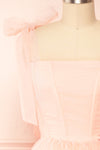 Abigail Three-Tiered Pink Midi Dress | Boutique 1861 front close-up