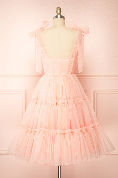 Abigail Three-Tiered Pink Midi Dress | Boutique 1861 back view