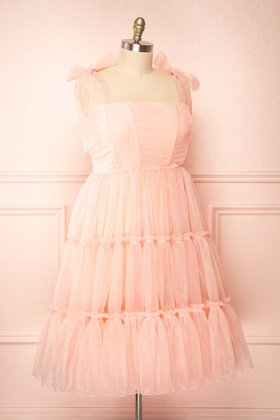Abigail Three-Tiered Pink Midi Dress | Boutique 1861 side plus size