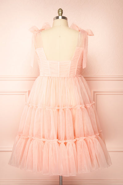 Abigail Three-Tiered Pink Midi Dress | Boutique 1861 back plus size