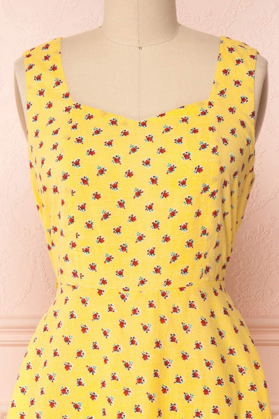 Abiko Yellow Floral A-Line Summer Dress | Boutique 1861 2