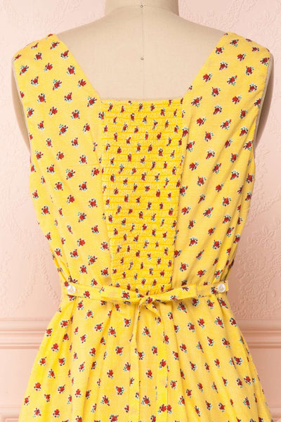 Abiko Yellow Floral A-Line Summer Dress | Boutique 1861 6